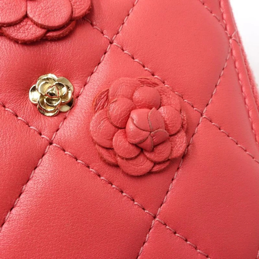 CHANEL Chanel Long Wallet AP0150 Round Zipper Camellia Lambskin Pink Women's ... - Picture 11 of 14